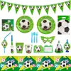 Venta caliente de fábrica nuevo dibujos animados cumpleaños infantil fiesta festiva ambiente fiesta patrón de fútbol traje de fiesta accesorios