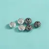 Prata Esterlina S925 Contas de Tambor Pétalas de Flores Pequenas Contas Espaçadoras Contas de Ábaco Pulseira de Corda Feita à Mão DIY Pulseira Acessórios de Contas Soltas