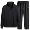 Conjunto Deportivo Holgado de Algodón Puro Transpirable para Hombre para Primavera y Otoño Talla Grande Casual Moderno Cardigan Suéter Pantalones Conjunto de Dos Piezas