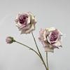 Rosa artificial francesa de 3 cabezas, pintura al óleo, rosa de los vientos, flor falsa, alta gama, boda, hotel, hogar, flor falsa suave, transfronteriza