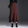 Falda de Malla Irregular Cola de Pez para Mujer, Nueva Falda Bodycon de Cintura Alta Otoño/Invierno 2026, Elegante Falda Lápiz Adelgazante