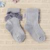 Calcetines de Algodón para Niñas hasta la Media Pierna Color Caramelo Calcetines de Encaje de Princesa para Niña Primavera Temprana Lazo Calcetines de Algodón para Bebé