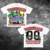 Camiseta con Estampado Distintivo Estilo Americano Street Gothic Algodón Puro Primavera y Otoño Nuevo Estilo Estilo Retro para Hombres y Mujeres Pareja