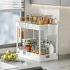 Estante de almacenamiento de plástico multifuncional de doble capa Estante de piso para cocina Estante extraíble para fregadero de baño Almacenamiento extraíble y lavable