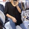2024 T-shirt Top Feminino Verão Novo Coreano 300 Jin Solto Plus Size Joker Manga Meia Manga Decote V Dividido