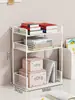Estante de mesa, prateleira de armazenamento multicamadas para escritório, organizador de mesa para estudante, organizador simples em camadas para mesa de dormitório