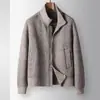 Chaqueta para Hombre 2026 Otoño/Invierno Tejida Cuello Alto Corte Ligeramente Holgado Abrigo de Lana Hecho a Mano Juventud Lana de Doble Cara Chaqueta Cálida