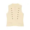 Comercio exterior transfronterizo ropa de mujer europea y americana 2026 verano vintage chaleco de punto con cuello alto y doble hilera de hebillas metálicas
