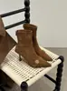 Botas retrô estilo coreano para mulheres, bico fino elástico de ajuste justo, nova coleção outono/inverno, versáteis e afinam a silhueta, com zíper traseiro, modernas, de bico fino, para tornozelo