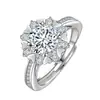Anillo Floreciente de Amor Copo de Nieve Chapado en Oro Blanco de 18K Anillo de Diamantes para Propuesta de Matrimonio de Mujer con Anillo de Boda de Diamante Grande