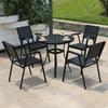 Mesa y silla de exterior cafetería impermeable patio combinación ocio jardín balcón plástico madera madera anticorrosiva mesa y silla con sombrilla anticorrosiva