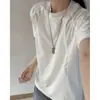 Camiseta Masculina de Verão Gelo Seda Refrescante com Patchwork Desconstruído de Malha Secagem Rápida Manga Curta Ombro Reto Meia Manga Sensação de Alto Padrão