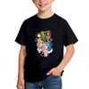 Marca Popular Tendência Transfronteiriça Estampada Estilo Coreano Ins Top de Algodão Puro para Meninos e Meninas, Camiseta de Verão Solta com Gola Redonda e Manga Curta para Meninos