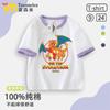 Camiseta infantil de manga curta, nova camiseta de anime periférica transfronteiriça, roupas de verão, Charizard Squirtle, roupas de menino da moda 7