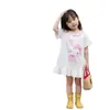 Bata de Verano para Niñas, Vestido de Dibujos Animados con Mangas Abullonadas de Tencel de Manga Corta, Ropa de Aire Acondicionado para Bebés Niñas, Estilo Princesa Delgado