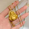 Luxo Leve Novo Estilo Chinês Retrô Pingente Barrigudo Maitreya Estilo Antigo Ponto de Broca Textura Seiko de Alta Qualidade Corrente para Clavícula Estilo Nacional