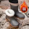 Venta Caliente Transfronteriza Botas de Agua de Goma Antideslizantes para Hombre, Altura Media Pantorrilla, Puño Elástico, Resistentes al Desgaste, Impermeables, para Pesca, Conductor, Obra