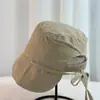 Chapéu de Pescador Simples de Cor Sólida Estilo Coreano para Mulheres, Versátil de Secagem Rápida para o Verão com Amarração, Chapéu de Balde Protetor Solar para o Verão, Ciclismo ao Ar Livre para Mulheres