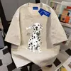 Camiseta de Algodón Puro Pesado Popular Dulce Versátil Cuello Redondo Tie-Dye Manga Corta para Hombres y Mujeres, Top Holgado Adelgazante de Verano, Estilo Ins