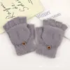 Luvas de Pelúcia Quentes e Fofas de Inverno para Mulheres para Prevenir o Frio e Luvas de Tricô Espessas Estilo Coreano para Ciclismo com Tela Sensível ao Toque