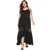 Vestido lencero ajustado con costuras irregulares de encaje para mujer, talla grande, 11013