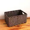 Cesta de Almacenamiento Tejida de Mimbre Sintético Organizador de Gabinete en Rejilla Cesta para Ropa Sucia Caja de Almacenamiento Misceláneo para Gabinete del Hogar Caja de Almacenamiento de Escritorio