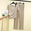 Conjunto de camiseta de manga corta con cuello cuadrado de modal y pantalones largos para mujer, casual de verano, corte holgado, ropa de casa, conjunto ligero de dos piezas