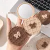 Espelho Redondo Criativo Dupla Face em Formato de Waffle para Meninas, Espelho de Maquiagem Portátil, Espelho de Maquiagem Mini Portátil Fofo