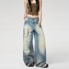 Jeans Laranja Infantil # Corrente Impressa em 3D Calça de Perna Larga para Mulheres, Solta, Emagrecedora, De Alta Qualidade, Moderna e Versátil Comprimento Total