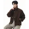 Hebilla Metálica Retro de Avión Chaqueta Corta de Solapa para Hombre Otoño Marca de Moda Corte Holgado Fresca y Traviesa Chaqueta de Motociclista
