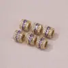 Cuentas de cubo de circón incrustadas en oro de 18 quilates para pulsera de ruedas DIY, collar, accesorios de joyería hechos a mano con cuentas, venta al por mayor