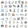 Pacote com 50 Adesivos Transparentes de Desenho Animado de Inverno em Aquarela para Diários DIY, Malas, Decoração de Guitarra, Adesivos à Prova d'Água