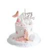 Decoración de Pastel Temática Océano Soñador con Gradiente Iridiscente de Cola de Pez Concha Estrella de Mar Decoración para Hornear Pastel de Cumpleaños Enchufe