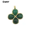 Wt-P2090 Forma de Trébol de Cuatro Hojas de la Suerte Colgante de Piedra Natural Chapado en Oro de 18 Quilates Pendientes para Niñas Accesorios Semi-Terminados