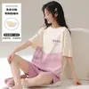 Pijama para Mujer Verano Manga Corta Dulce Estilo Coreano Dibujos Animados Estudiante Casual Holgado Talla Grande Ropa para Dormitorio Hogar con Almohadillas en el Pecho