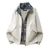 M-8XL VALS Jaqueta xadrez patchwork retrô americana falsa para homens, primavera e outono, tamanho grande, gola lapela, casaco casual