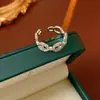 Anillo Abierto de Nariz de Cerdo con Circonita Chapado en Oro Real, Anillo de Dedo Índice de Gama Alta Nicho, Joyería de Estilo Minimalista Moderna y Única
