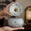 Balde de Chá Cerâmico Bege Ru Kiln do Fabricante com Padrão de Lótus, Lavador de Chá, Cinzeiro de Escritório, Recipiente para Resíduos de Chá, Requintado