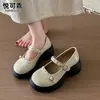 Zapatos Mary Jane de Plataforma de Cuero Genuino Grueso para Mujer Hebilla Única Zapatos Pequeños de Cuero 2026 Otoño Nueva Llegada Zapatos de Tacón Grueso Zapatos Únicos Mocasines
