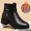 Botas de mujer, zapatos de mamá, zapatos de mujer otoño e invierno 2023, nuevas botas Martin, botines de tacón grueso con fondo suave, zapatos de algodón y cuero cálidos con forro polar