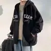 Jaqueta da moda estilo americano para homens, primavera, outono, inverno 2026 novo modelo, moletom com zíper e capuz esportivo, jaqueta com forro de fleece e espessada