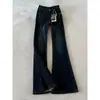 Jeans de campana azul oscuro vintage para mujer, perfectos para figuras petite en verano, muy estilosos, de corte holgado, no apretados en las piernas, pantalones de campana de largo completo