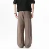 Pantalones de Lino Sintético Estilo Nuevo 2026 con Dobladillo Curvo para Hombre, Pantalones Casuales Rectos Estilo Old Money Sueltos, Pantalones Anchos de Caída Relajada