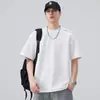 Camiseta retro japonesa de manga corta tipo pullover para hombre, nuevo estilo de verano, simple casual de alta gama, color liso, cuello redondo, talla grande, camiseta de moda