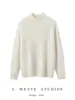 ¡Muy recomendable! Suéter 100% Cachemir para Mujer Cuello Semi Alto Holgado Tejido Grueso Suéter Pulóver Otoño Invierno Capa Interior Capa Base