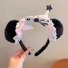 Adorable Bola de Pelo Oso Helado Diadema para Niñas Encaje de Moño Diadema Divertida para Niñas Accesorios para el Cabello Sin Presión