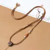 Cordón de collar tejido para mujer, cordón para colgar colgante de Buda de jade Hetian, cordón de cuero, cordón para colgante de clavícula de sándalo, cordón tejido a mano al por mayor
