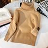 Suéter de punto de terciopelo de una pieza para niños, otoño e invierno, camisa de base de cuello alto de color sólido, suéter cálido grueso con forro polar para niños y niñas