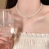 Collar de perlas con lazo para mujer, gargantilla elegante de alta gama, estilo francés, diseño de nicho ligero y lujoso, cadena para clavícula.