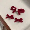 Pinza para el pelo con lazo de perlas flocado, pinza lateral dulce, pinza de pico de pato pequeña para Instagram, accesorios para el pelo de Año Nuevo, alta gama